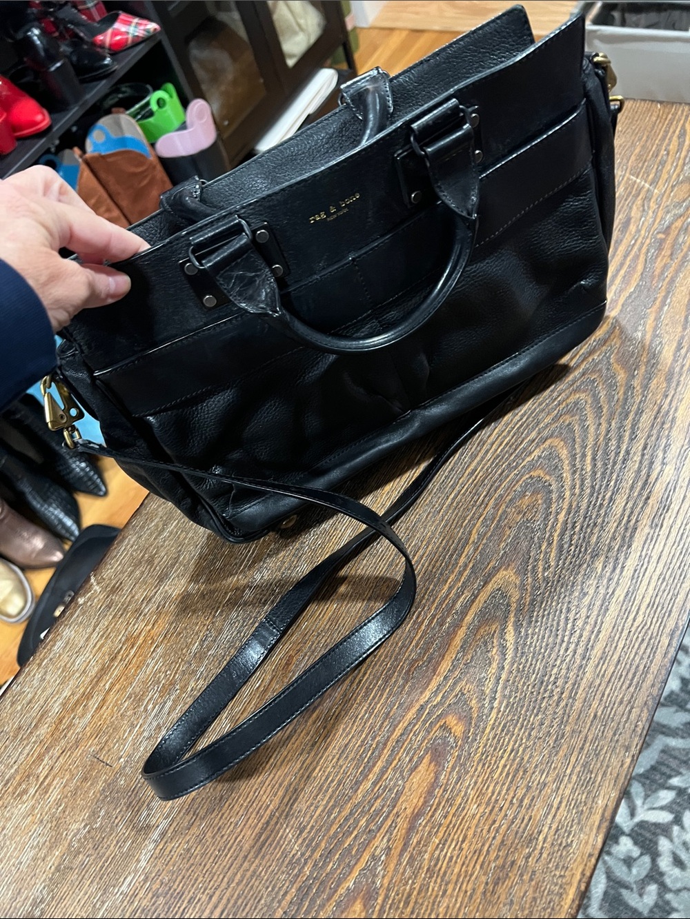 rag & bone Black Leather handbag with Dual Handles - Picture 3 of 7